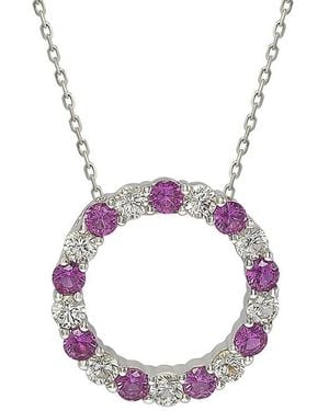 Suzy Levian Silver Diamond & Sapphire Necklace - Metallic