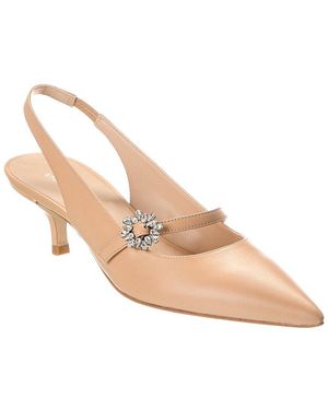 Stuart Weitzman Aura Mary Jane Leather Slingback Pump - Natural