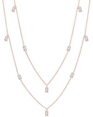 Crislu 18K Rose Over Cz Necklace - White