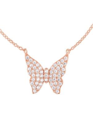 Sphera Milano Rose Gold Plated Butterfly Pendant Necklace - Pink