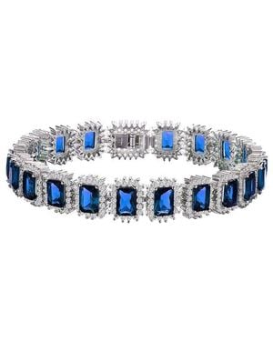 Rachel Glauber Silver Cz Tennis Bracelet - Blue