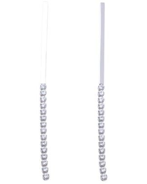 Celine 18k Crystal-embellished Bar Drop Earring (authentic Pre-loved) - White