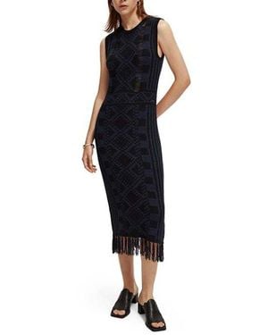 Scotch & Soda Fringe Hem Dress - Black