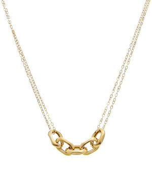 Italian Gold 10K Fancy 5-Link Forzatina Double Strand Necklace - Metallic