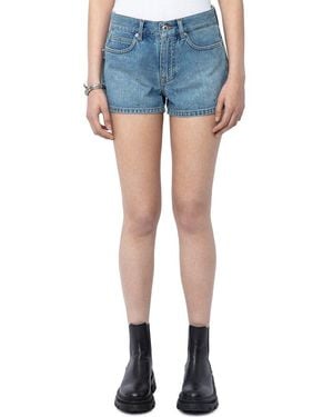 Zadig & Voltaire Sina Denim Eco Strass Bermuda Short - Blue