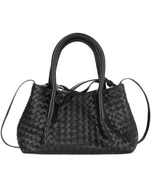 Tiffany & Fred Paris Hand-Woven Leather Tote - Black