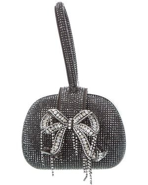 Self-Portrait Rhinestone Top Handle Clutch - Metallic