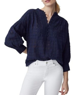 J.McLaughlin Ushi Linen-Blend Blouse - Blue