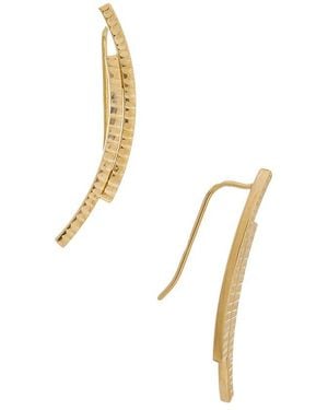 Italian Gold 10K Double Curve Climber Earrings - Metallic