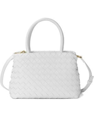 Tiffany & Fred Paris Hand-Woven Leather Top-Handle Shoulder Bag - White