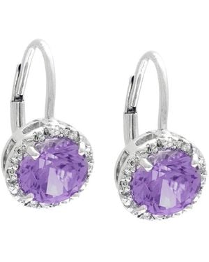 Gemstones Silver 2.62 Ct. Tw. Diamond & Amethyst Earrings - Purple