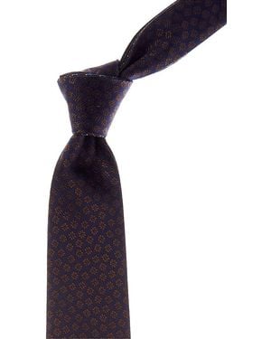 Canali Floral/Circles Reversible Silk Tie - Purple