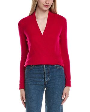 Sofiacashmere Modern Faux Wrap Wool & Cashmere-Blend Jumper - Red