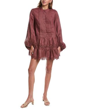 Bardot Antonia Linen Mini Dress - Red