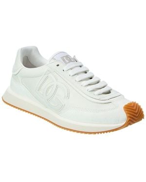 Dolce & Gabbana Cushion Leather & Suede Sneaker - White