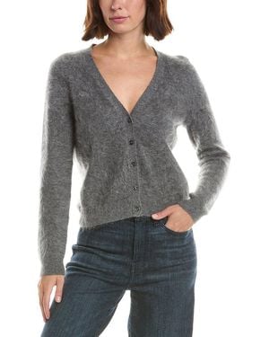 Sofiacashmere Brushed Cashmere Cropped 100% Cashmere Cardigan - Gray