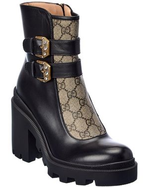 Gucci GG Supreme Canvas & Leather Bootie - Black