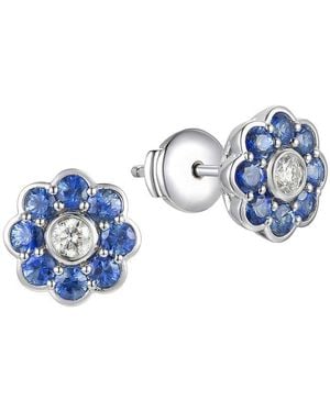 Gregg Ruth 14K 2.02 Ct. Tw. Diamond & Sapphire Flower Earring - Blue