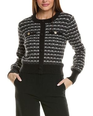 Ellen Tracy Contrast Trim Cardigan - Black