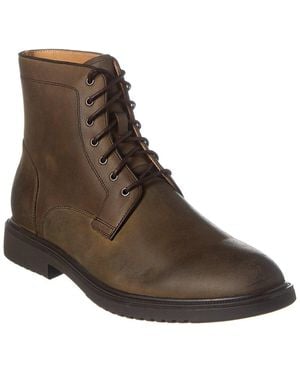 Brass Mark Plain Toe Leather Boot - Brown