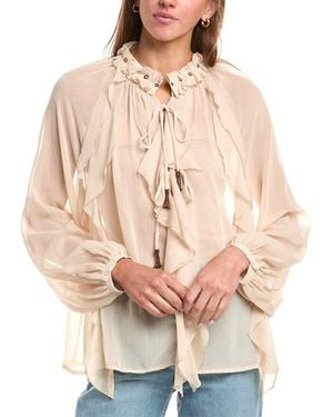 REVERIEE Chiffon Ruffle Blouse - Natural