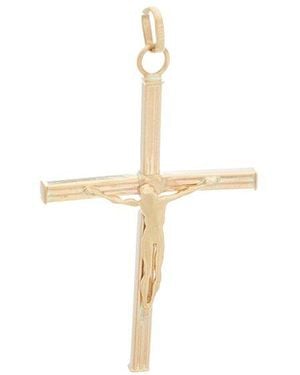 Italian Gold 10K Crucifix Pendant - White