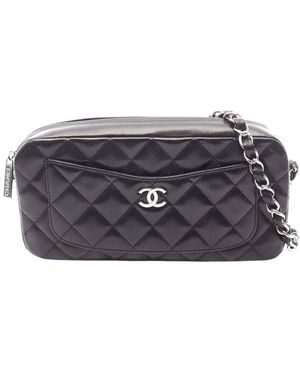 CHANEL Black Lambskin Matelasse Shoulder Bag (authentic Pre-loved) - Gray