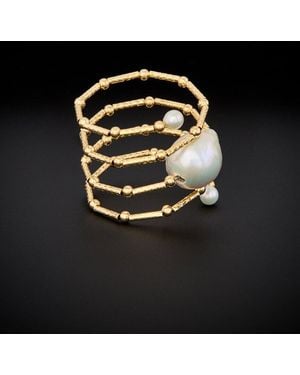 Italian Gold 18k Pearl Ring - Black