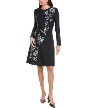 Lela Rose Floral Jacquard Knit Penelope Sweaterdress - Black