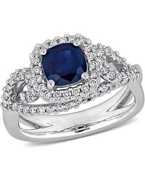 Rina Limor 14K 1.80 Ct. Tw. Diamond & Sapphire Halo Ring - Blue