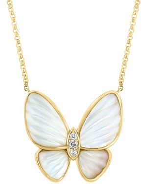Effy Fine Jewelry 14K 0.03 Ct. Tw. Diamond & 12X7, 6Mm Pearl Necklace - Metallic