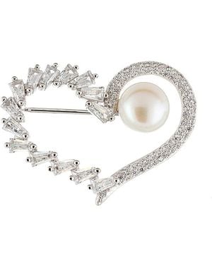 Splendid Silver 8.5-9mm Freshwater Pearl Brooch - White