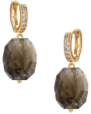 Liv Oliver 18K Plated 52.25 Ct. Tw. Gemstone Tear Drop Earrings - Metallic