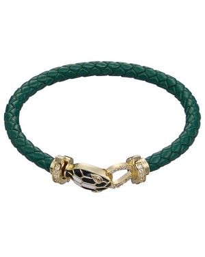 jean claude Year Of The Snake Collection Leather Cz Bracelet - Green