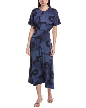 Marimekko Helea Akvarelli Unikko Midi Dress - Blue