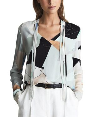 Reiss Rosie Abstract Print Top - Blue