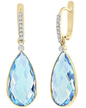 Reiss 14K 0.14 Ct. Tw. Diamond & Topaz Earrings - Blue