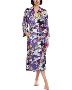 Natori Deco Satin Robe - Blue