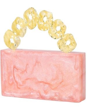 TIRAMISU Resin Minaudiere Clutch with Chain Strap - Pink