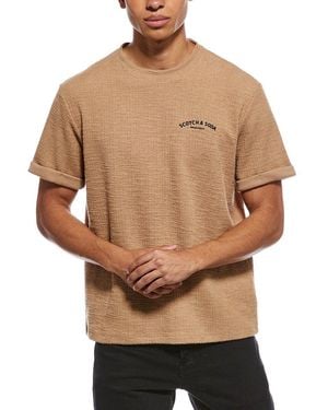Scotch & Soda Textured Slub Interlocking T-Shirt - Brown