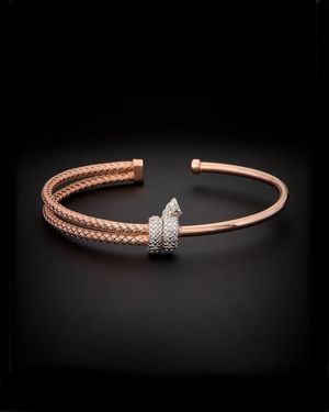 Italian Gold Over Silver 18K Italian Vermeil 0.15 Ct. Tw. Diamond Bracelet - Black