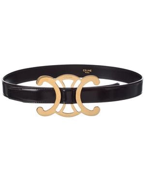 Celine Triomphe Core Leather Belt - Black