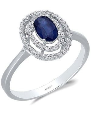 Kallati 14k 0.90 Ct. Tw. Diamond & Blue Sapphire Ring