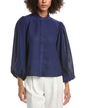 10 Crosby Derek Lam Dianne Mini Grid Georgette Blouse - Blue