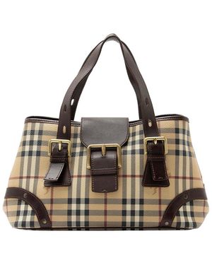 Burberry Haymarket Check Buckle Satchel (authentic Pre-loved) - Brown