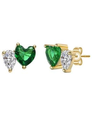 Genevive Jewelry 14K Plated Cz Stud Earrings - Green