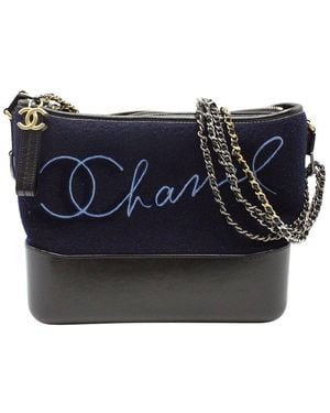 CHANEL Blue Wool Paris-hamburg Embroidered Gabrielle Crossbody Bag (authentic Pre-loved)