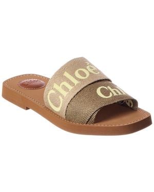 Chloé Woody Logo Canvas Slide - Brown