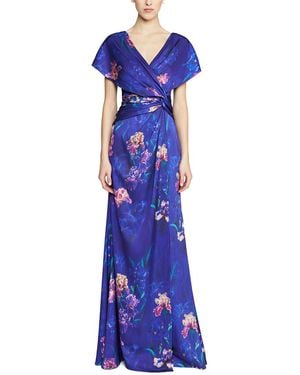 THEIA Angelina Short Sleeve Gown - Blue