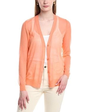 Lafayette 148 New York V-neck Button Front Wool-blend Cardigan - Orange